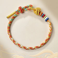 Buddha Stones Handcrafted Colorful Gold Healing Braid Rope Bracelet Bracelet BS Colorful Gold(Wrist Circumference 14-19cm)