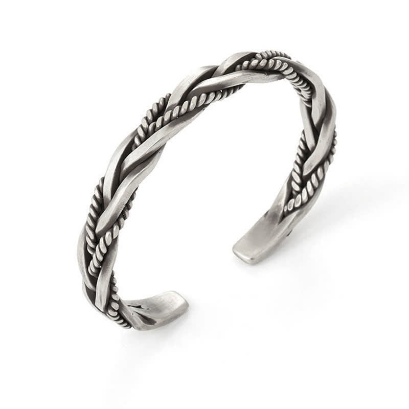 Buddha Stones Viking Style Twisted Braided Pattern Copper Balance Bracelet Bangle - image 10