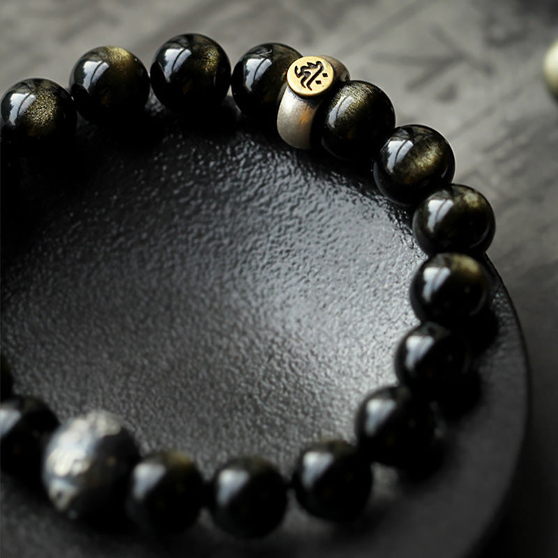 Buddha Stones Chinese Zodiac Obsidian Purification Bracelet - image 15