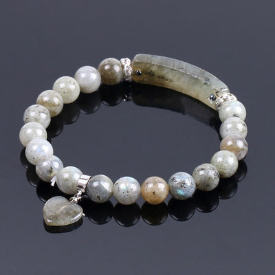 Foviel Natural Quartz Love Heart Healing Beads Bracelet