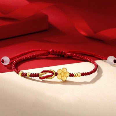 Buddha Stones Handmade 925 Sterling Silver Cherry Blossoms Sakura Chalcedony Luck Bracelet Bracelet BS 14-21cm