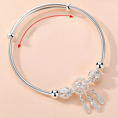 Buddha Stones Tibetan White Copper Blessing Dream Catcher Charm Bracelet Bracelet BS 10