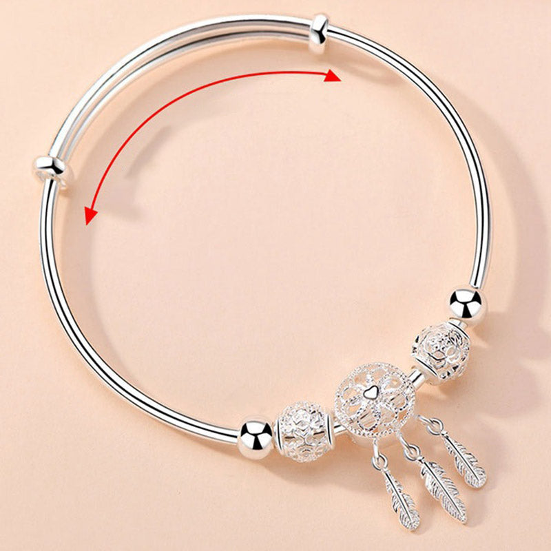 Buddha Stones Tibetan White Copper Blessing Dream Catcher Charm Bracelet Bracelet BS 10
