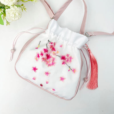 Buddha Stones Suzhou Embroidery Rabbit Lotus Epiphyllum Peony Magnolia Silk Tote Crossbody Bag Shoulder Bag Handbag Crossbody Bag BS 28