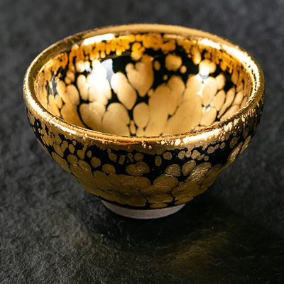 Buddha Stones 24K Gold Spot Pattern Chinese Jianzhan Ceramic Teacup Kung Fu Tea Cup Bowl With Gift Box Jian Zhan Tea Cup BS 9