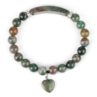 Foviel Natural Quartz Love Heart Healing Beads Bracelet