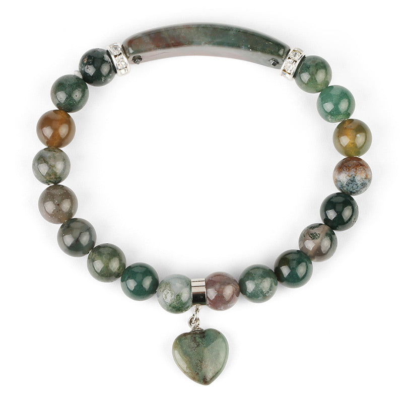 Foviel Natural Quartz Love Heart Healing Beads Bracelet