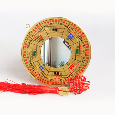 Buddha Stones Feng Shui Bagua Map Copper Coin Chinese Knotting Balance Energy Map Bagua Map BS 16cm Nine Palaces Bagua Map Convex Mirror
