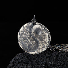 Buddha Stones 990 Sterling Silver Yin Yang Hammer Texture Harmony Necklace Pendant Necklaces & Pendants BS 990 Sterling Silver