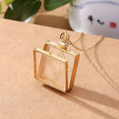 Buddha Stones 24K Gold Plated White Jade Double Dorje Protection Luck Necklace Pendant Necklaces & Pendants BS 3