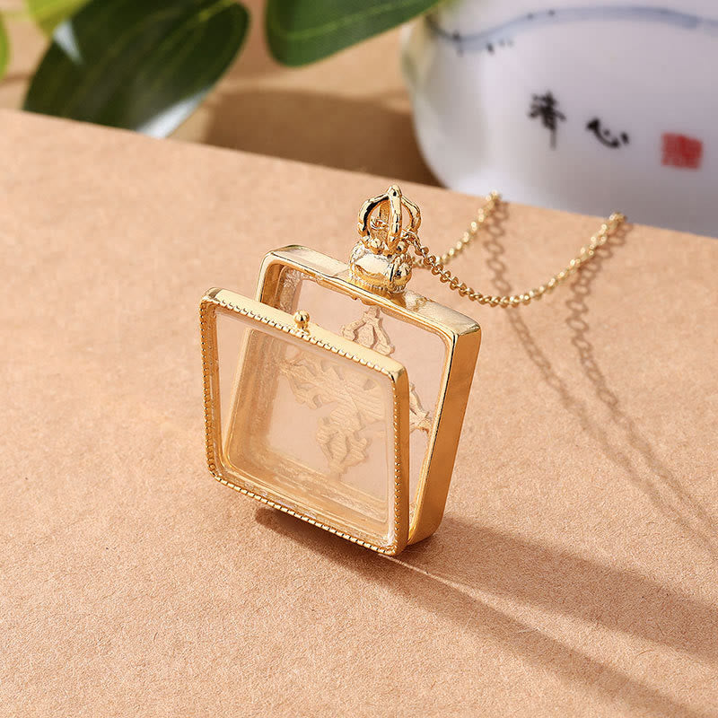 Buddha Stones 24K Gold Plated White Jade Double Dorje Protection Luck Necklace Pendant Necklaces & Pendants BS 3
