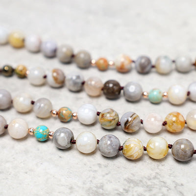 Buddha Stones Natural Ocean Picasso Jasper Beaded Healing Neckace Bracelet BS 6