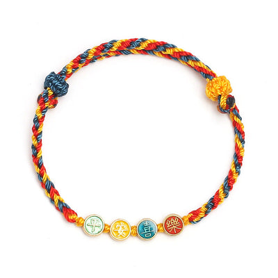 Buddha Stones Handmade Dunhuang Color Thread Peace And Joy Protection Braid String Bracelet Bracelet BS 6