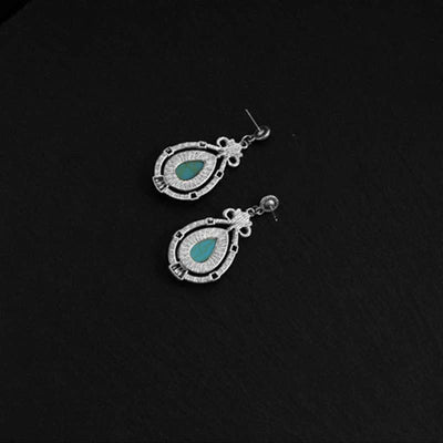 Buddha Stones Tibet Vintage Turquoise Waterdrop Strength Drop Dangle Earrings Clips Earrings BS 10