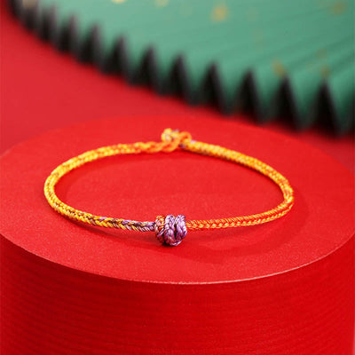Buddha Stones Handcrafted Colorful Purple Gold Red Braid Rope Bracelet Bracelet BS 10