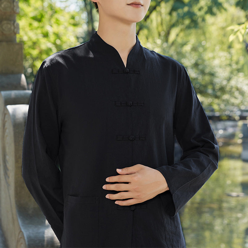 Buddha Stones Spiritual Zen Practice Yoga Meditation Prayer Clothing Cotton Linen Men's Set - Black - US/UK/AU48，EU58 (6XL) - image 2