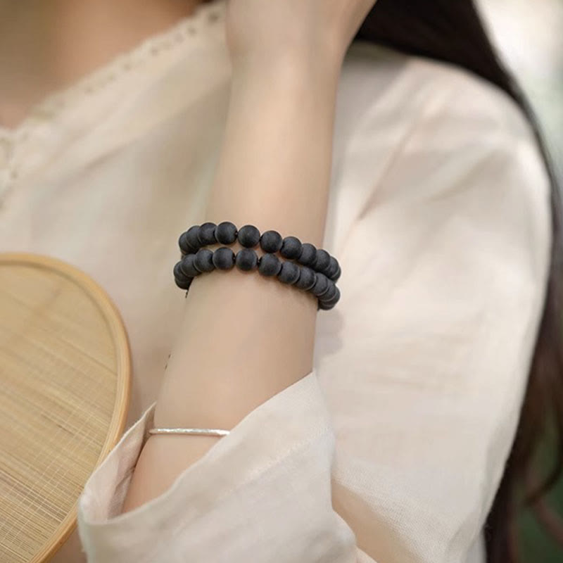 Buddha Stones Tibetan Double Layer Cypress Bodhi Lotus Healing Bracelet Bracelet BS 5