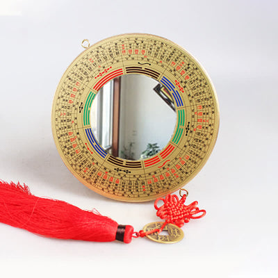 Buddha Stones Feng Shui Bagua Map Copper Coin Chinese Knotting Balance Energy Map Bagua Map BS 19cm Bagua Map Convex Mirror