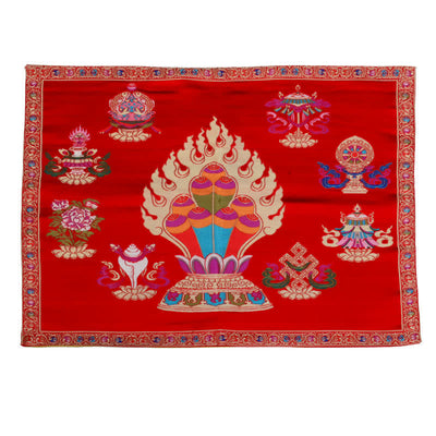 Buddha Stones Prayer Altar Mat Healing Meditation 8 Auspicious Symbols Mat Prayer Altar BS Red
