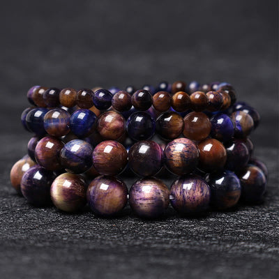 Foviel Natural Purple Tiger Eye Protection Strength Bracelet