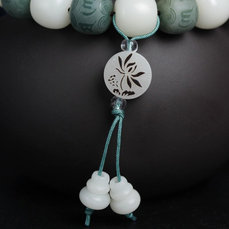 Buddha Stones White Bodhi Six True Words Protection Bracelet Bracelet BS 8