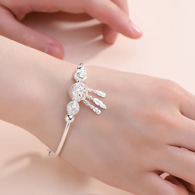 Buddha Stones Tibetan White Copper Blessing Dream Catcher Charm Bracelet Bracelet BS 4