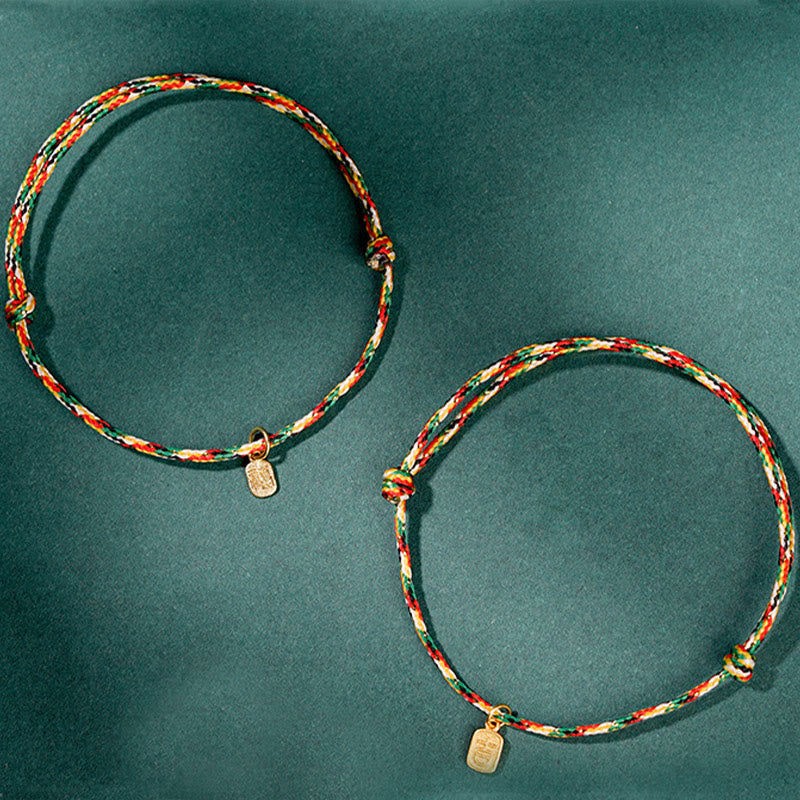Buddha Stones Auspicious Fu Character Peace And Joy Luck Handmade Multicolored Child Adult Bracelet Bracelet BS 12