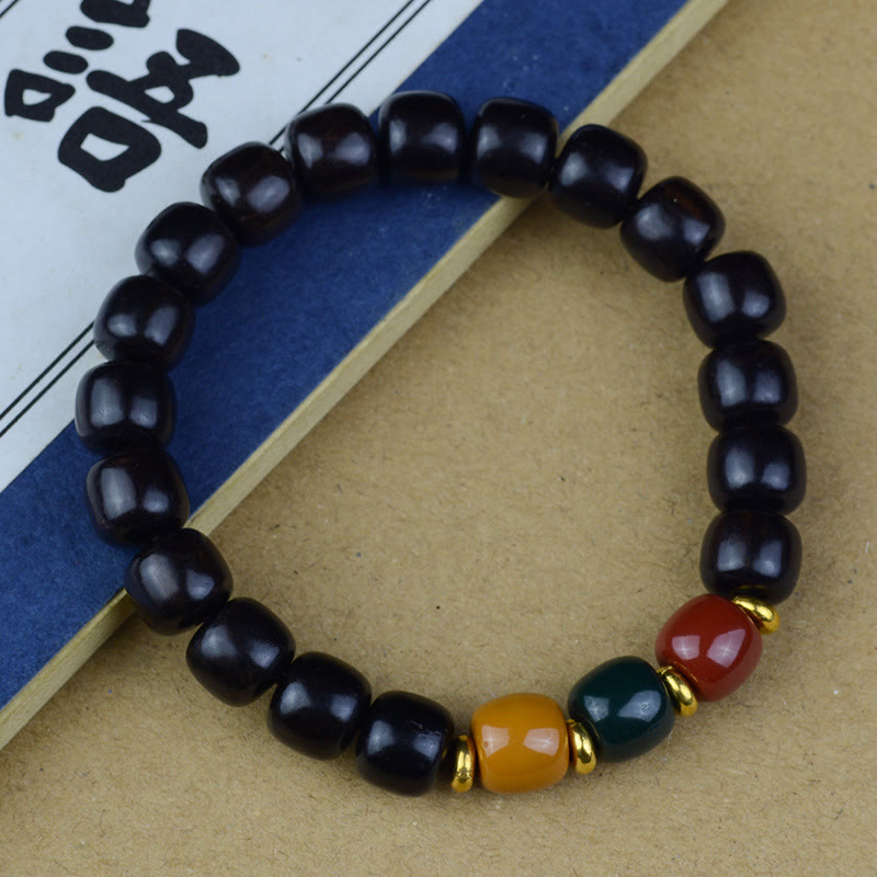Buddha Stones Multicolored Green Sandalwood Ebony Wood Red Sandalwood Peace Bracelet Bracelet BS Red Sandalwood 8*9mm