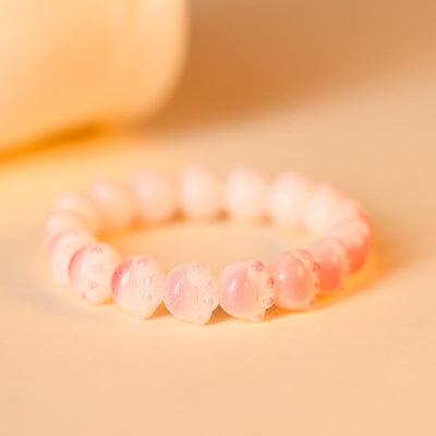 Buddha Stones Natural Bodhi Seed Lovely Paw Lucky Cat Paw Peace Bracelet Bracelet BS Light Pink