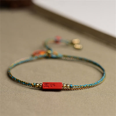 Buddha Stones Handmade Cinnabar As One Wishes Blessing Braid Double Layer Bracelet Bracelet BS 4