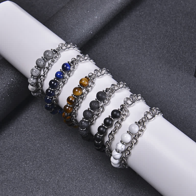 Buddha Stones Tiger Eye Picasso Jasper Frosted Stone Strength Bracelet Bracelet BS 2