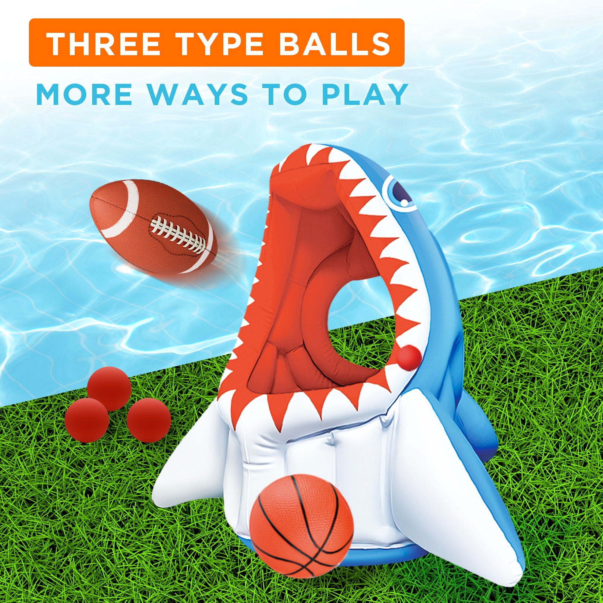 Fidtoy Shark Pool Game Inflatable 3-in-1 Summer Toy