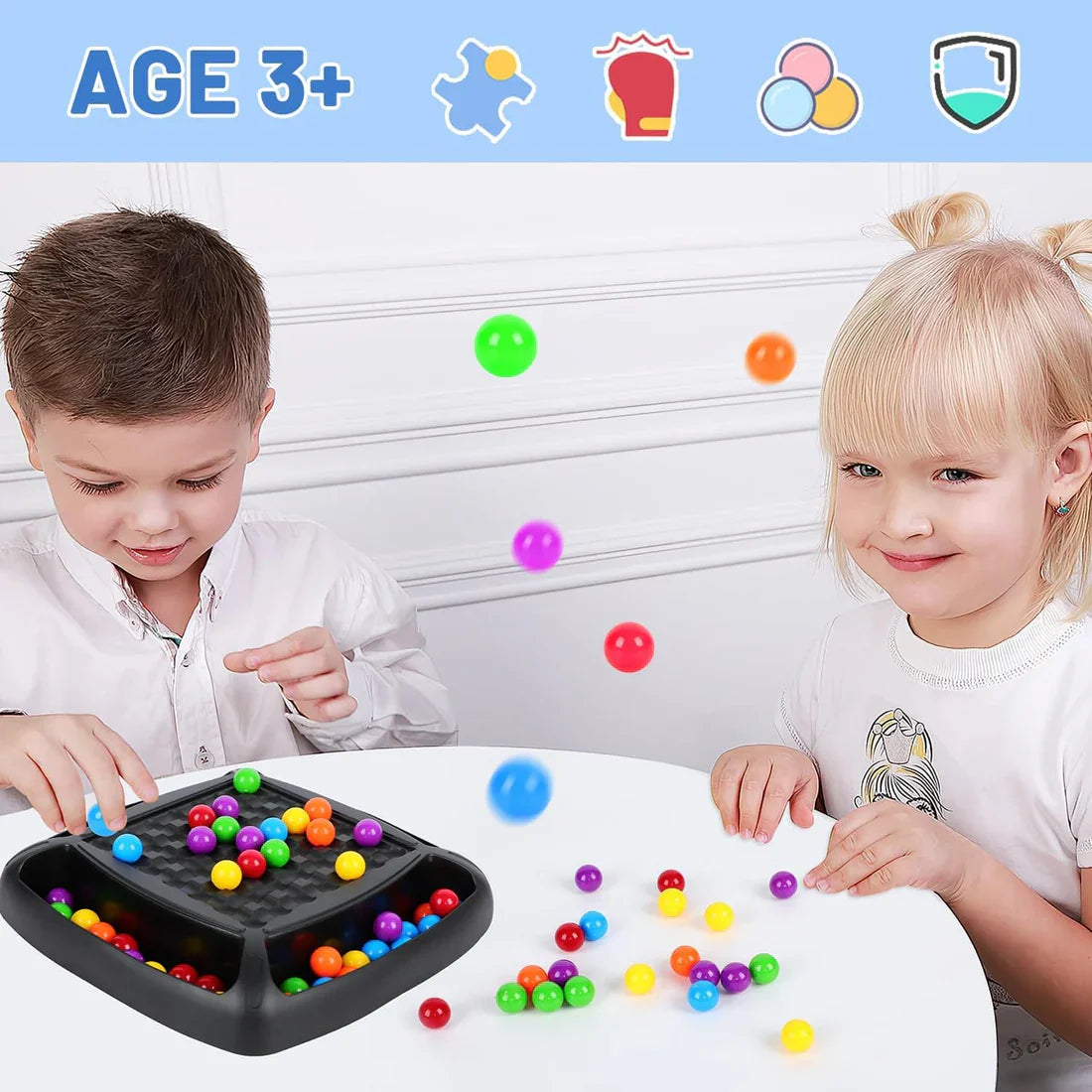 Jeu de balle d'échecs arc-en-ciel Fidtoy pour enfants et jeux en famille