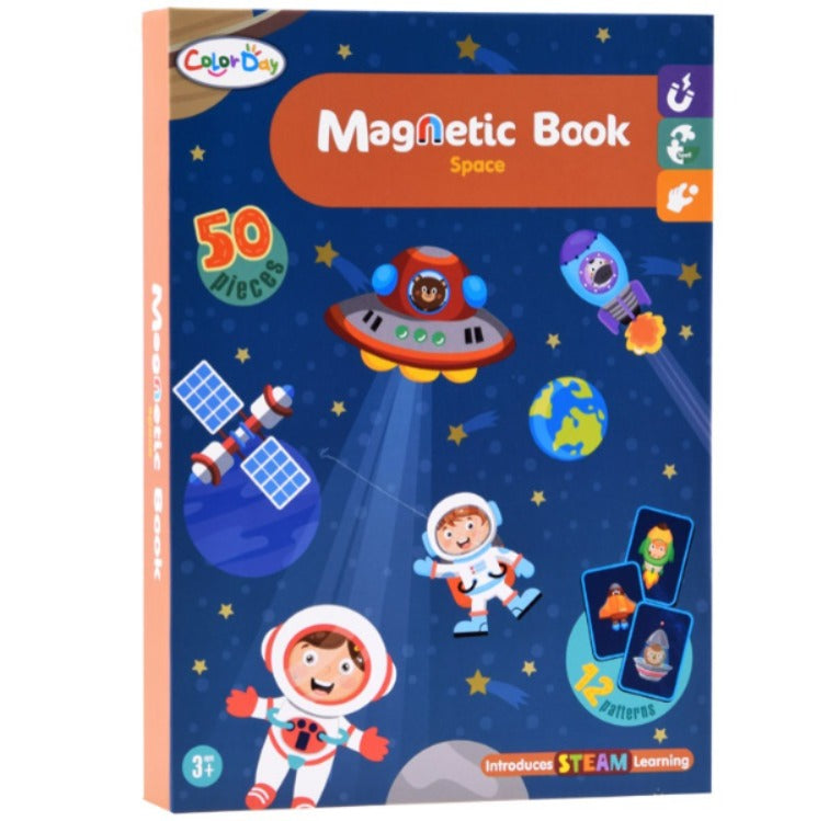 Libro de puzles magnéticos STEAM, 50 piezas - Tema espacial