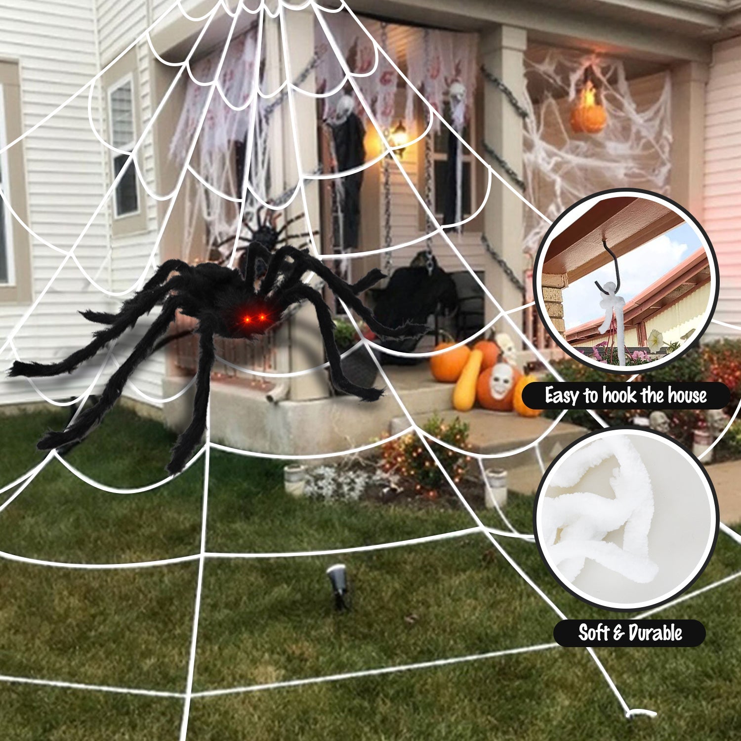 Fidtoy Juego de 2 arañas gigantes decorativas de Halloween