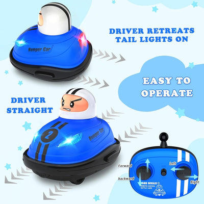 Fidtoy Remote Control Bumper Cars for Kids Two Player RC Battle Car Set with Pop Out Drivers, Lights and Sound