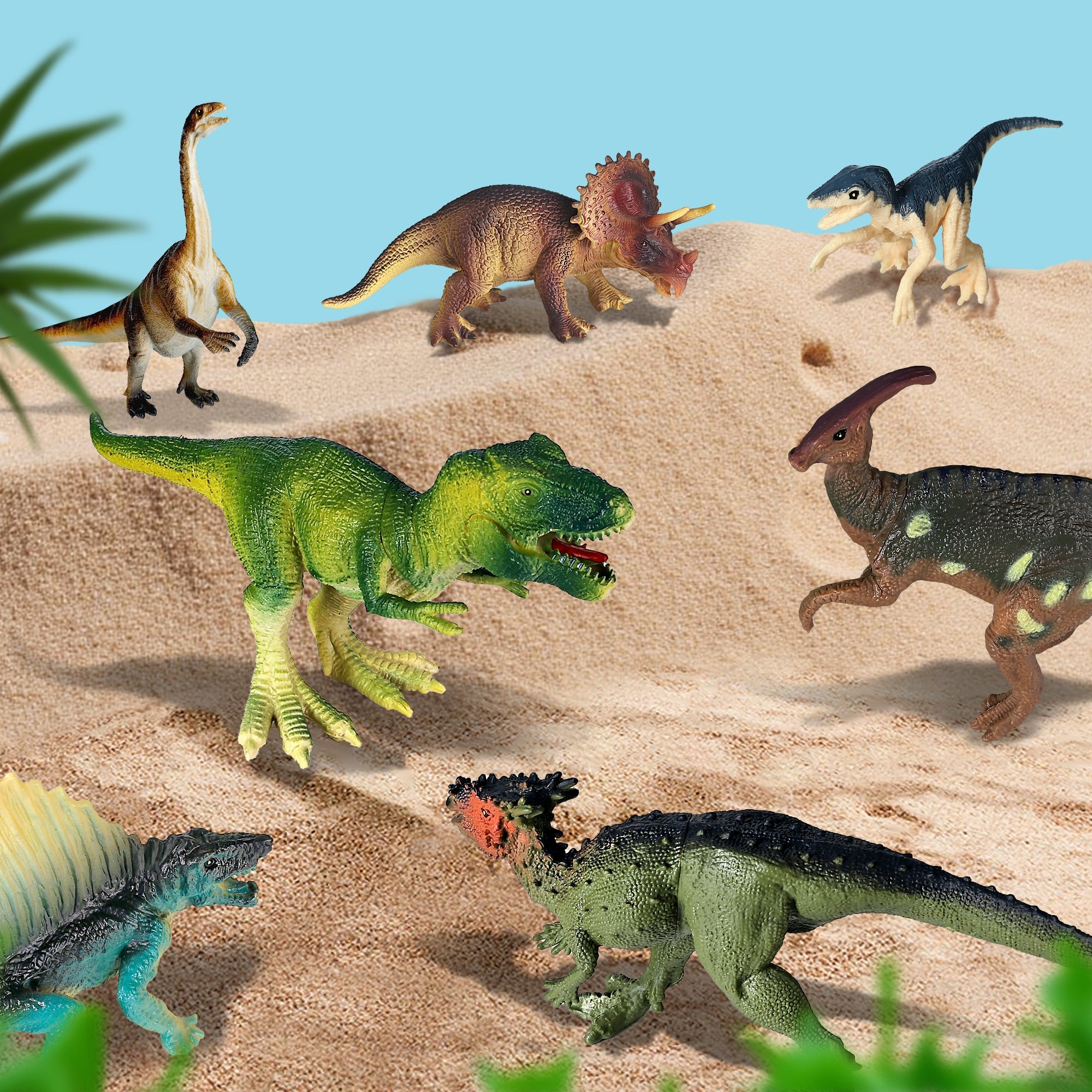 Juego de juguetes de dinosaurios grandes Fidtoy con caja de almacenamiento T-Rex