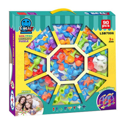 Fidtoy Suction Building Blocks Construction Toy 90 Pieces for Kids Ages 3-8, Silicone Suction Cup Blocks Set, Colorful Creative STEM Building Toy for Fine Motor Skills and Imaginative Play
