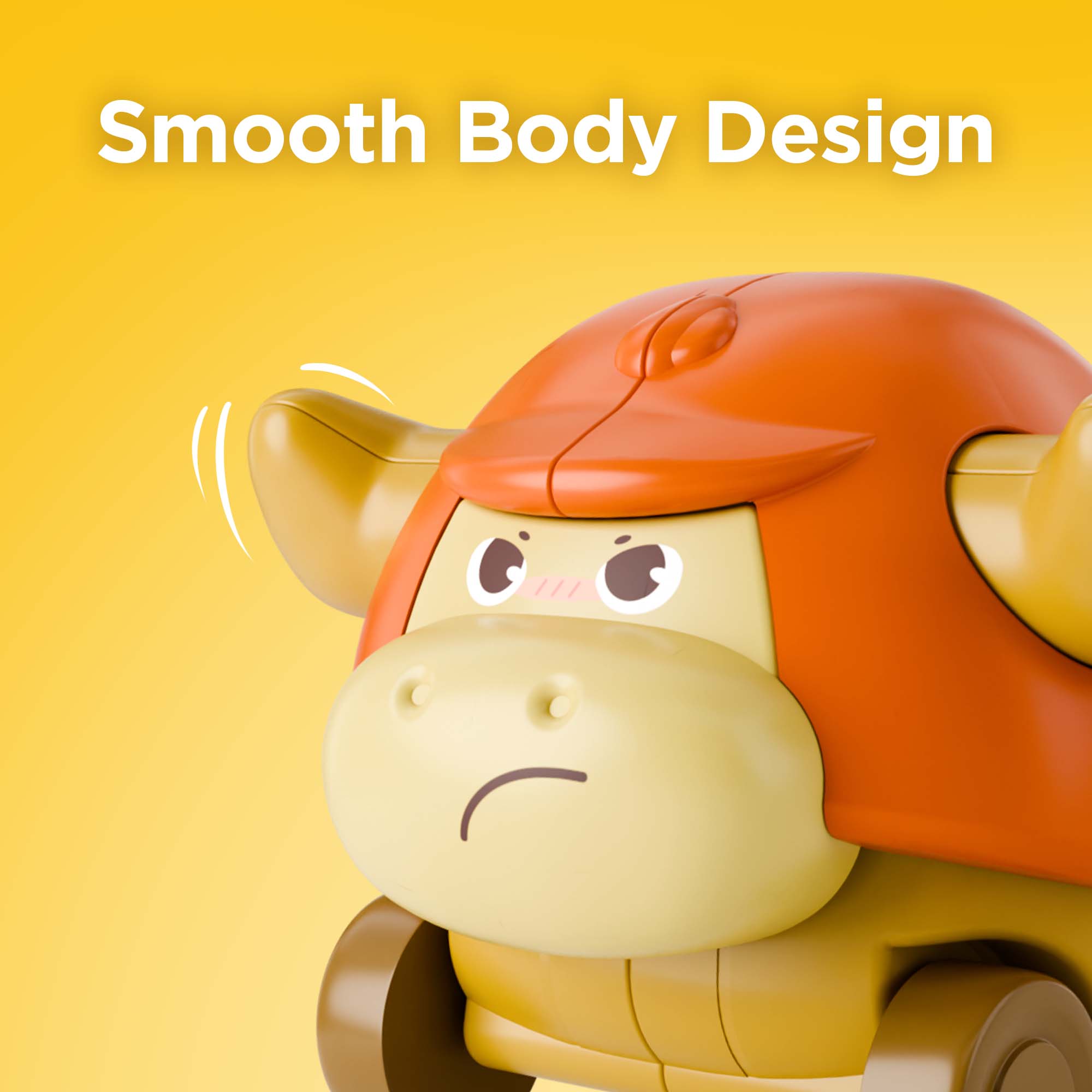 Fidtoy+Press to Go Bull Animal Car Toy Set for Toddlers