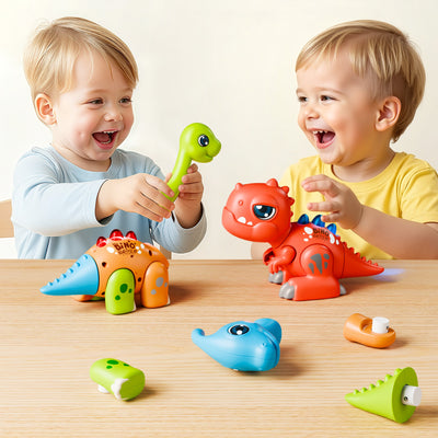 Fidtoy Dinosaur Assembly Toy Set with Lights and Sounds for Toddlers