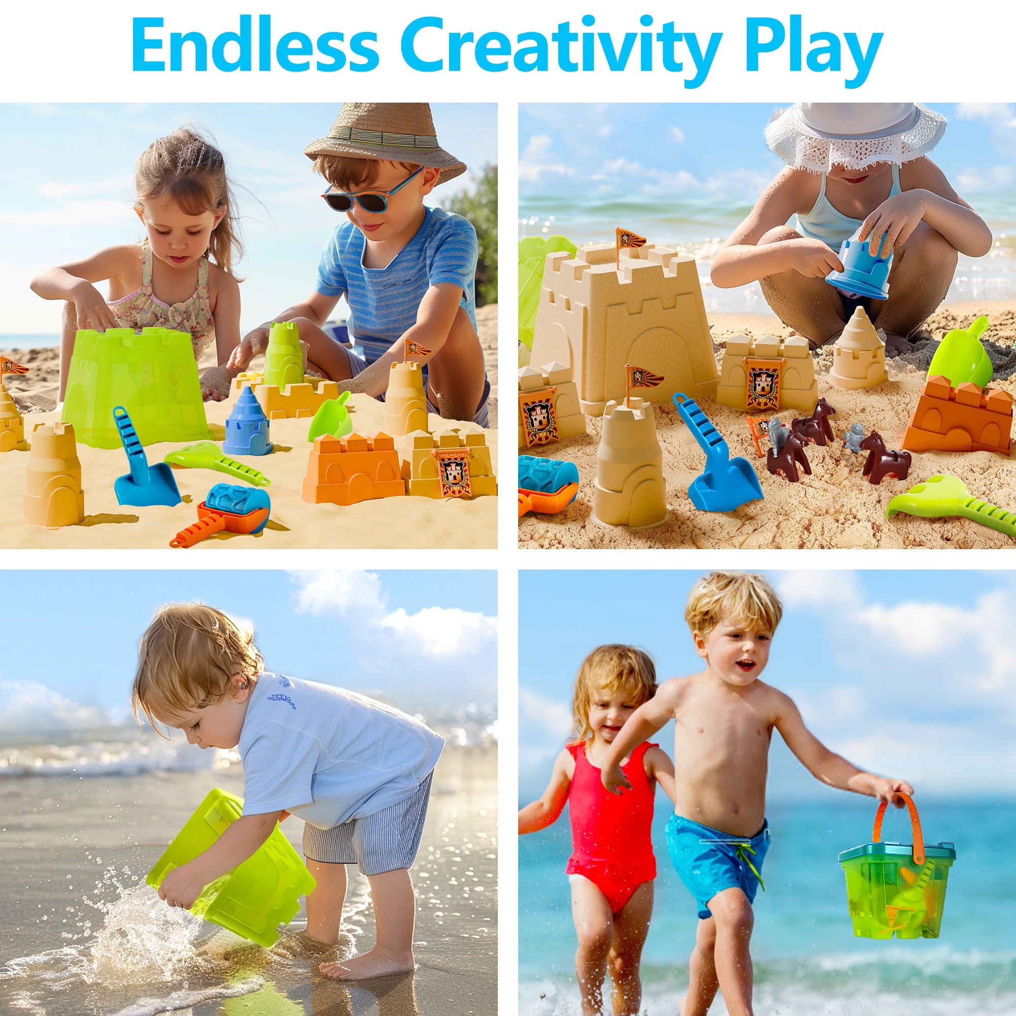 Fidtoy Knight Castle Beach Bucket Toy Set for Kids
