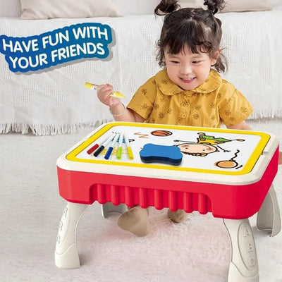 Fidtoy Table de construction multifonctionnelle 3 en 1, mallette, table de construction portable en plastique et ensemble de planches à dessin, jouet créatif pour la motricité fine, 3 ans et plus