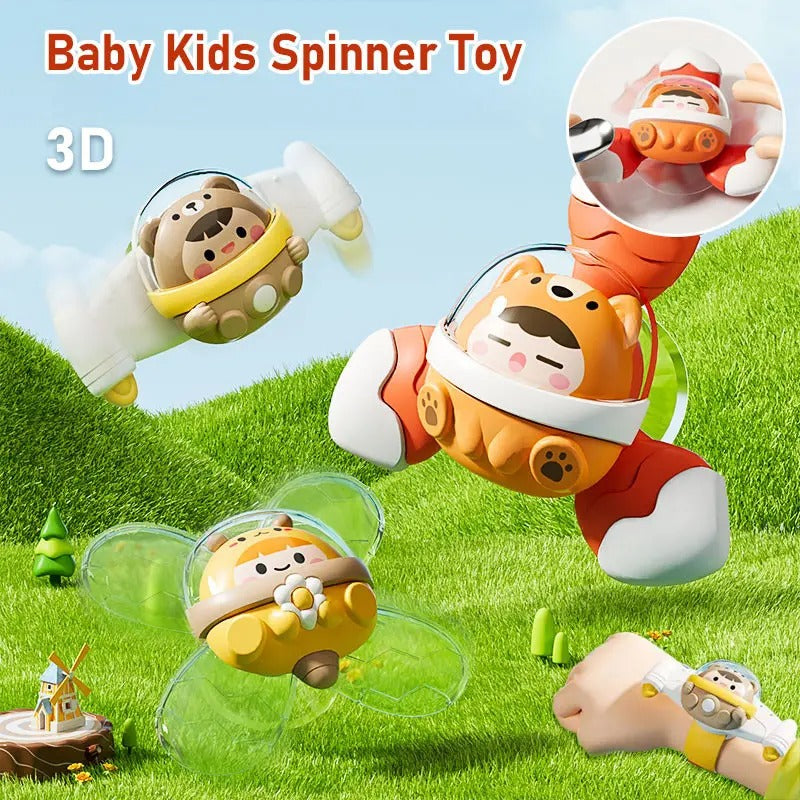 Fidtoy 3-in-1 Space Sensory Fidget Suction Spinning Toy for Toddlers, Plastic Suction Cup Spinner Set for Bath Time, Tabletop Play, Travel, Fine Motor and Sensory Exploration Age 12M+