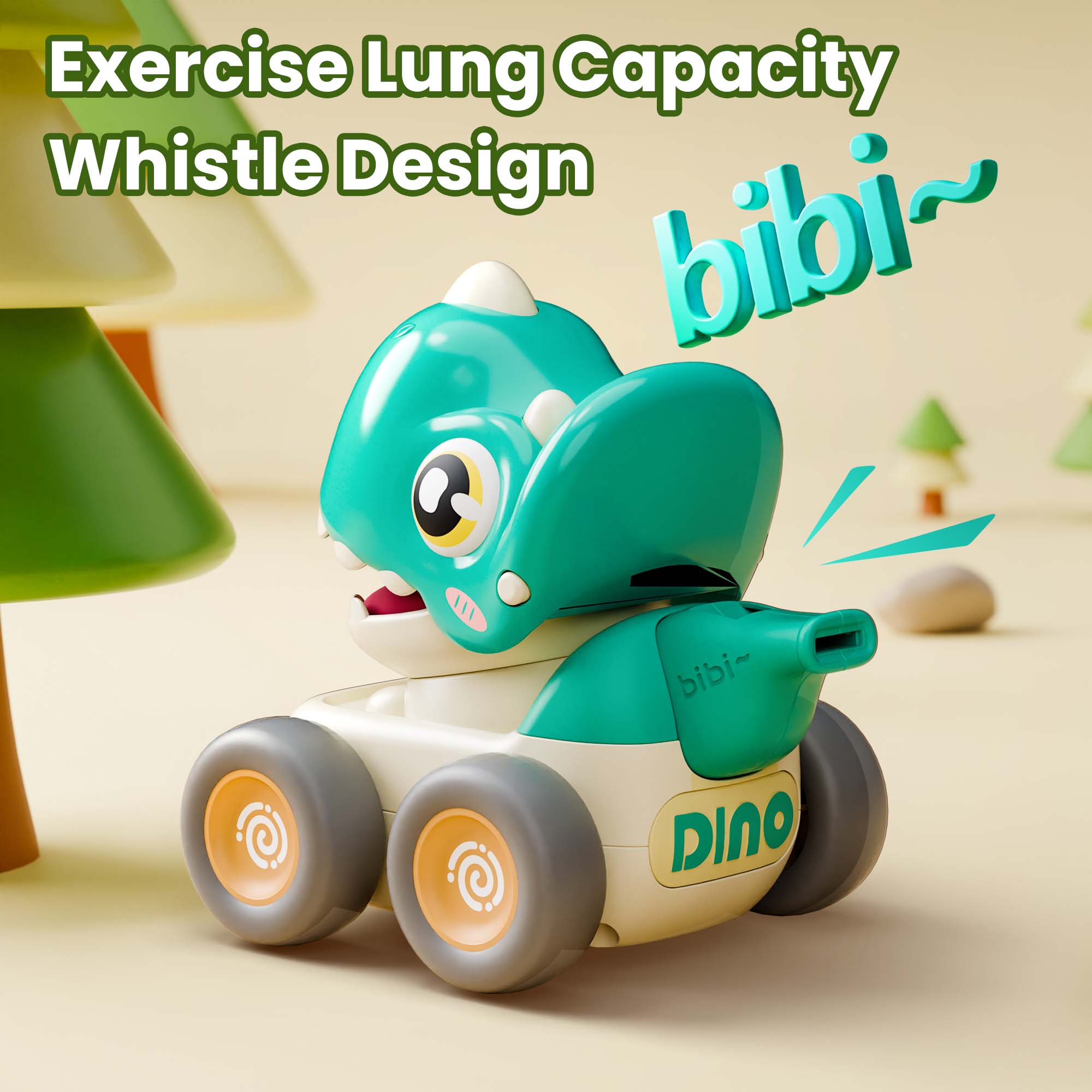 Fidtoy Juguete de Coche de Dinosaurio a Presión con Silbato para Niños Pequeños