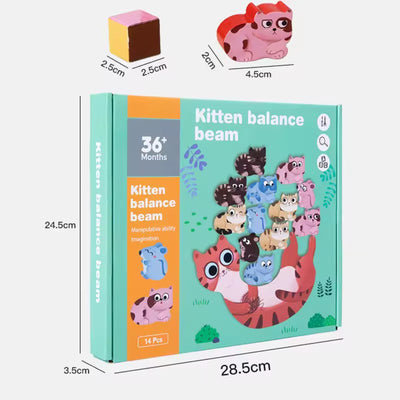 Juguete de aprendizaje de equilibrio de gatitos de madera de 14 piezas
