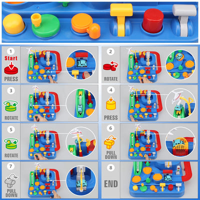 Fidtoy Piste d'Aventure pour Voitures avec 4 Mini-Voitures pour Enfants