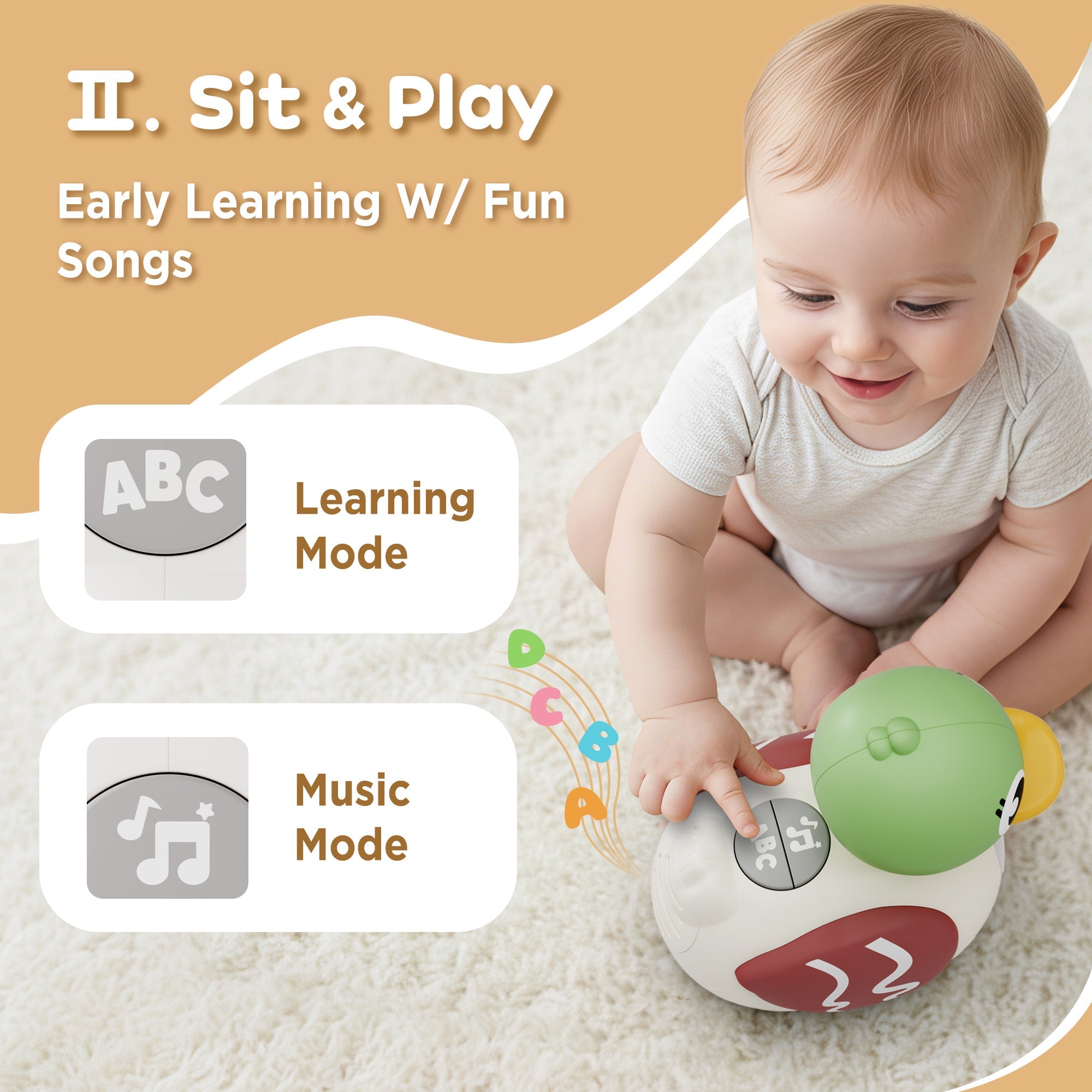 Fidtoy Baby Musical Duck Toy with Light and Sound
