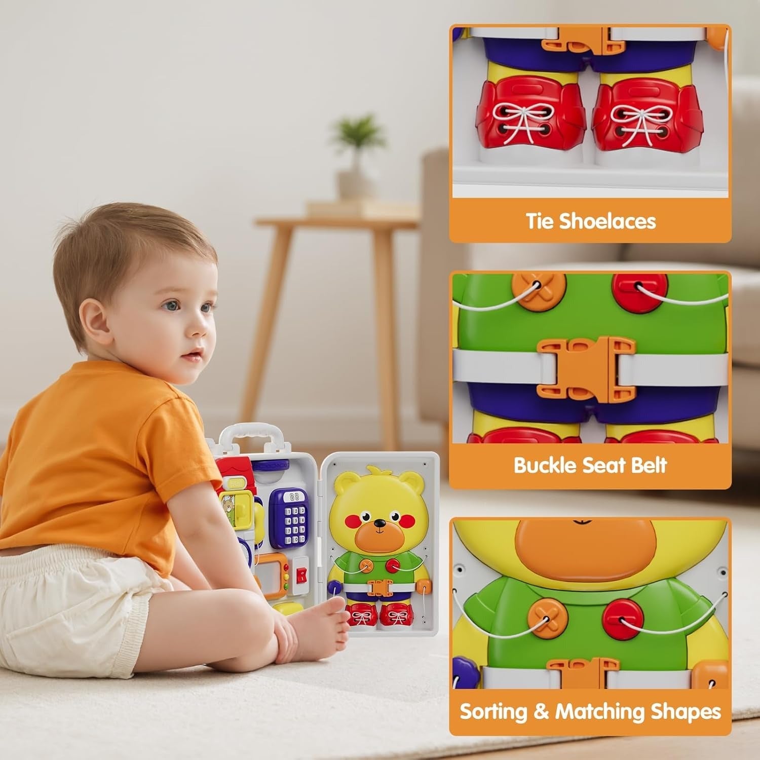 Fidtoy Montessori Sensory Musical Busy Board for Toddlers Multiple Activities Fine Motor Learning Toy Age 12M+