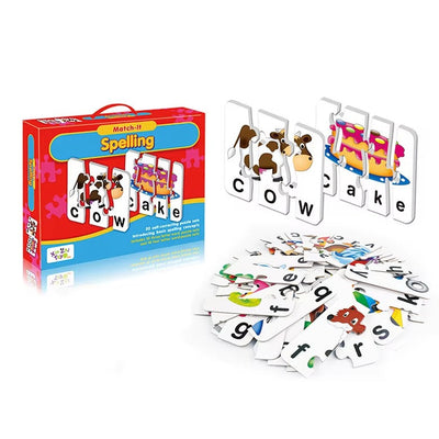 Fidtoy Self-Correcting Spelling Puzzle Cards for Kids 20 Piece Three Four Letter Word Learning Set Age 4+