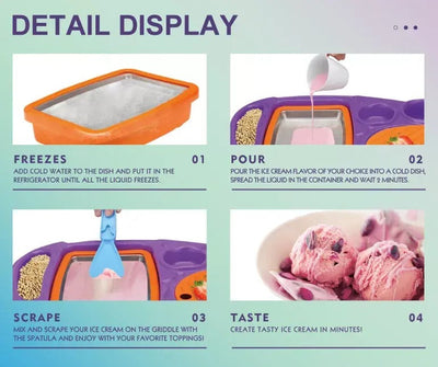 Fidtoy Kids Ice Cream Maker Toy with Freezer Tray Real Ingredients Kitchen Activity Set for Creative Dessert Play